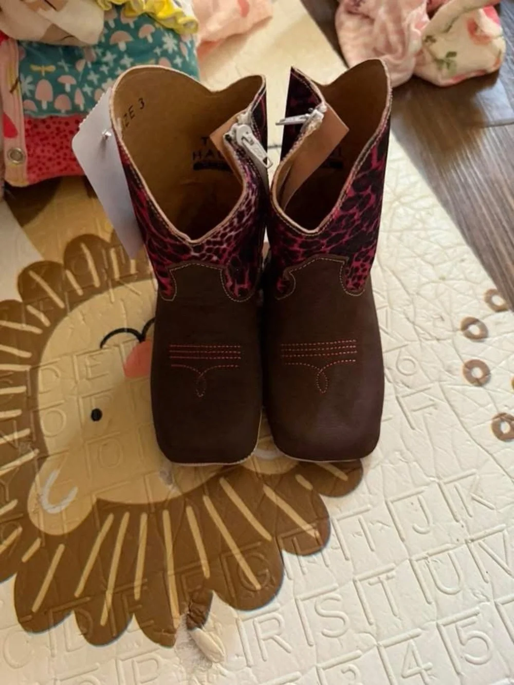 Brown & Pink Western Cowboy Boots